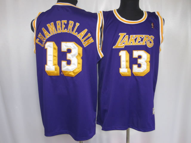 NBA Los Angeles Lakers 13 Wilt Chamberlain Authentic Purple Throwback Jersey
